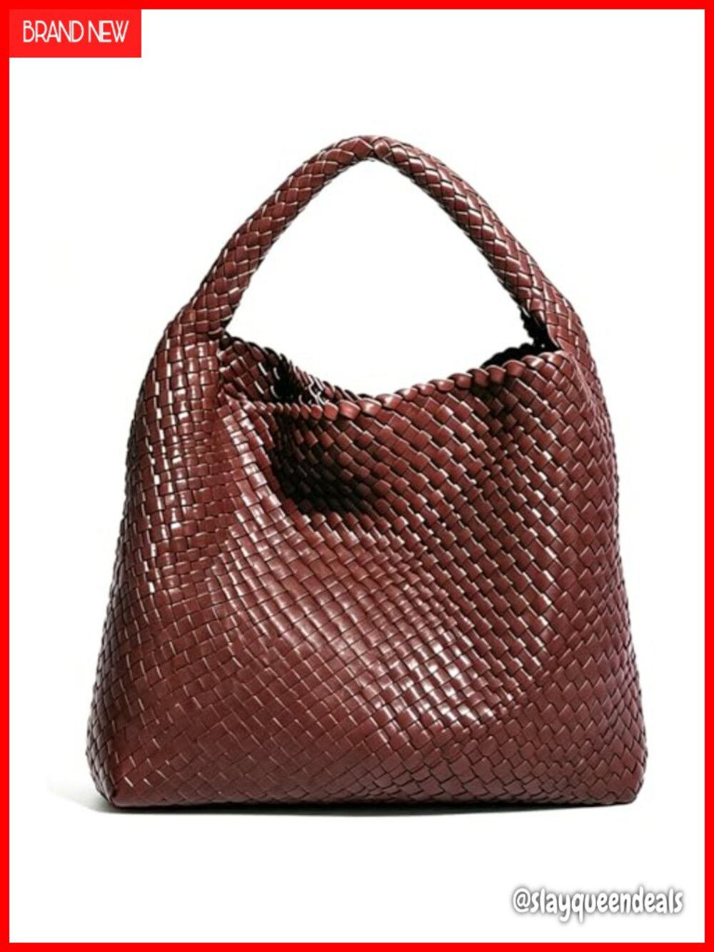 Handwoven Vegan Leather Tote Bag, Large Hobo Shoulder Purse with Clutch, Work